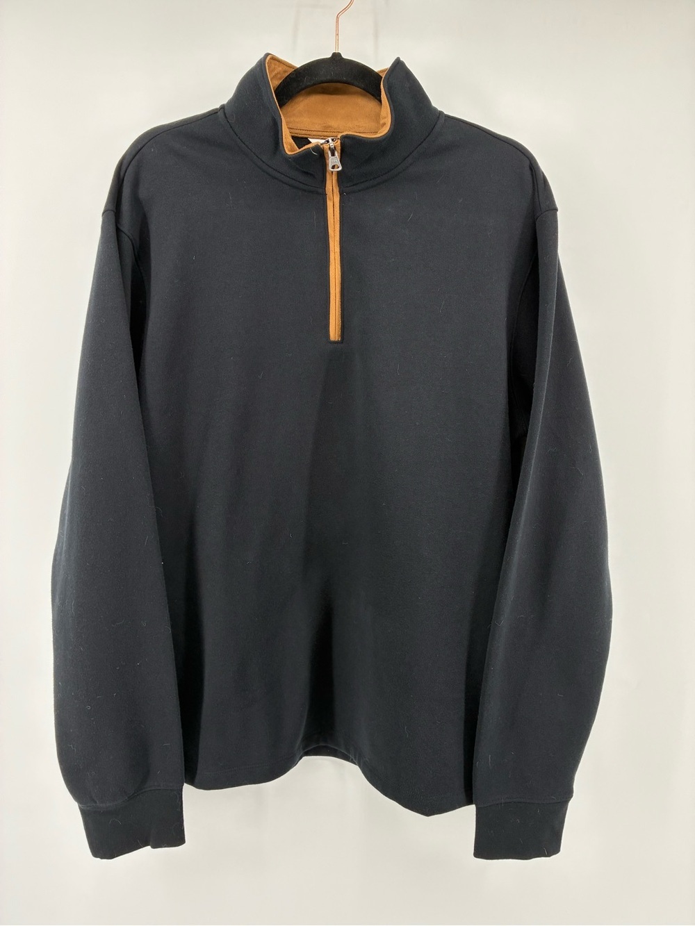 Joe Fresh Black Quarter-Zip Sweater with Tan Trim